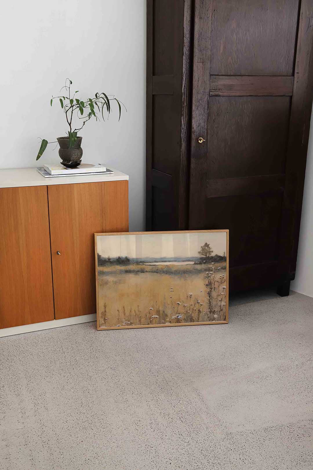 Landschap met bloemen – hedendaagse illustratie als liggende poster
