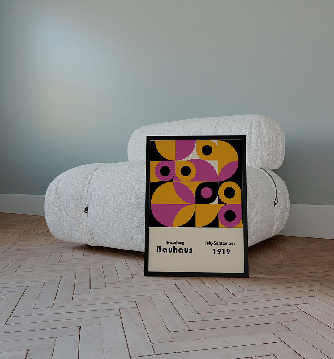 Cirkelvormen en vlakken – staande Bauhaus poster voor aan de muur