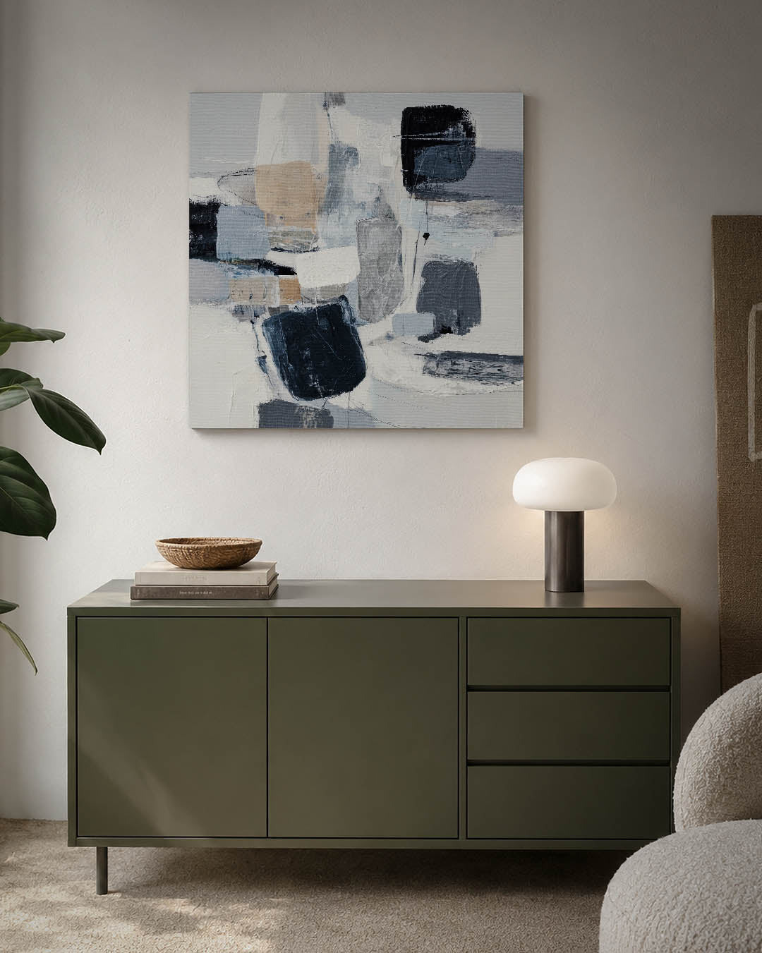 Geometrische compositie kunstwerk – detailweergave – dit werk toont een dynamische mix van rechthoeken en vierkanten in