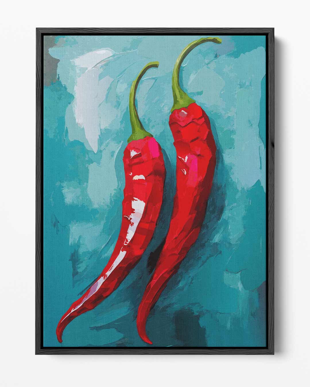 Pittige Peper Duo – portret kunstwerk als wanddecoratie