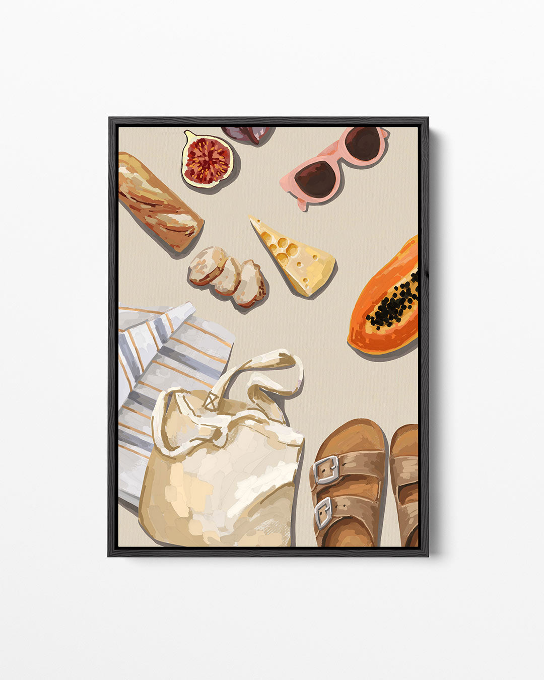 Zomerse picknick illustratie – staand wanddecoratie kunstwerk