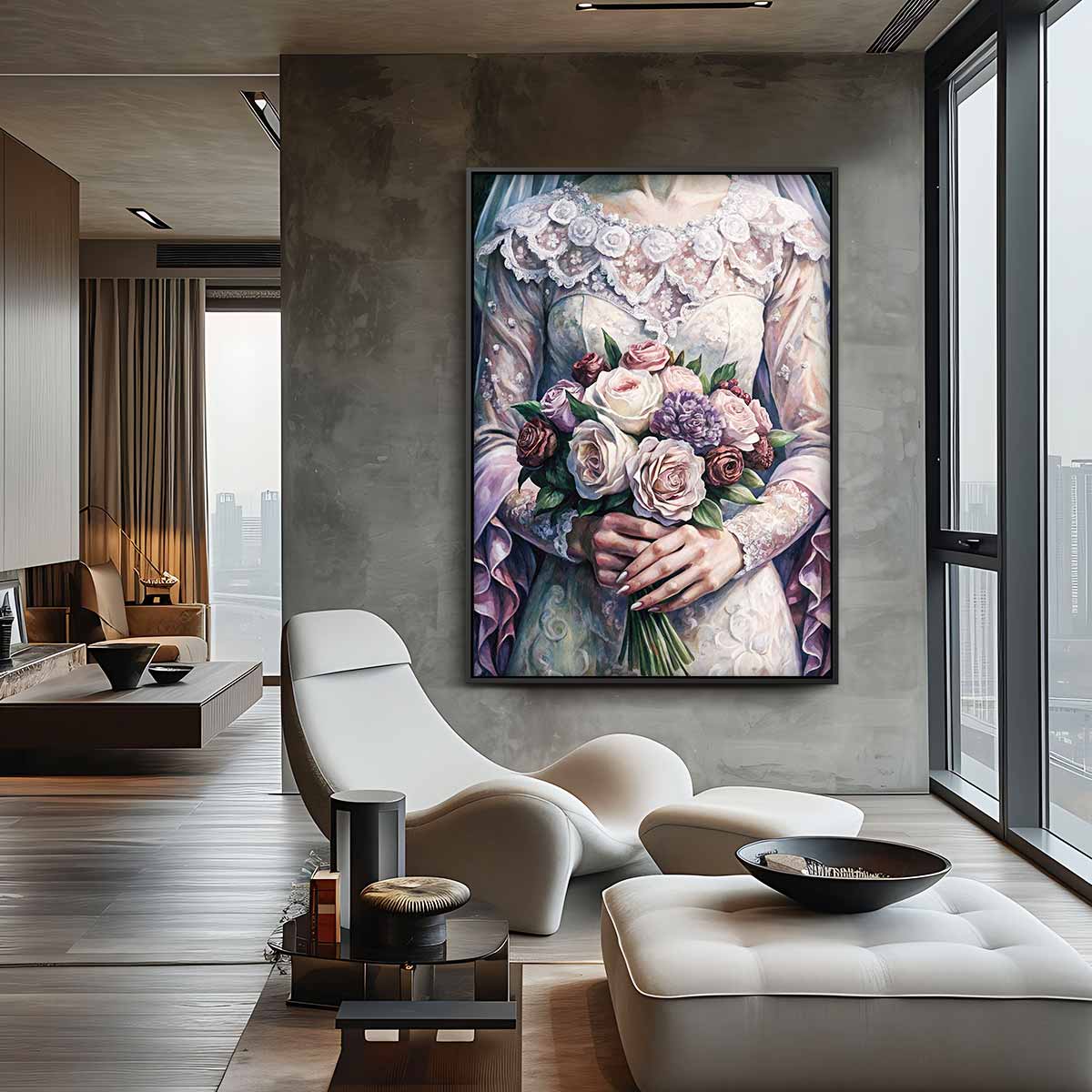 Romantisch Bruidsportret – staand kunstwerk voor modern interieur