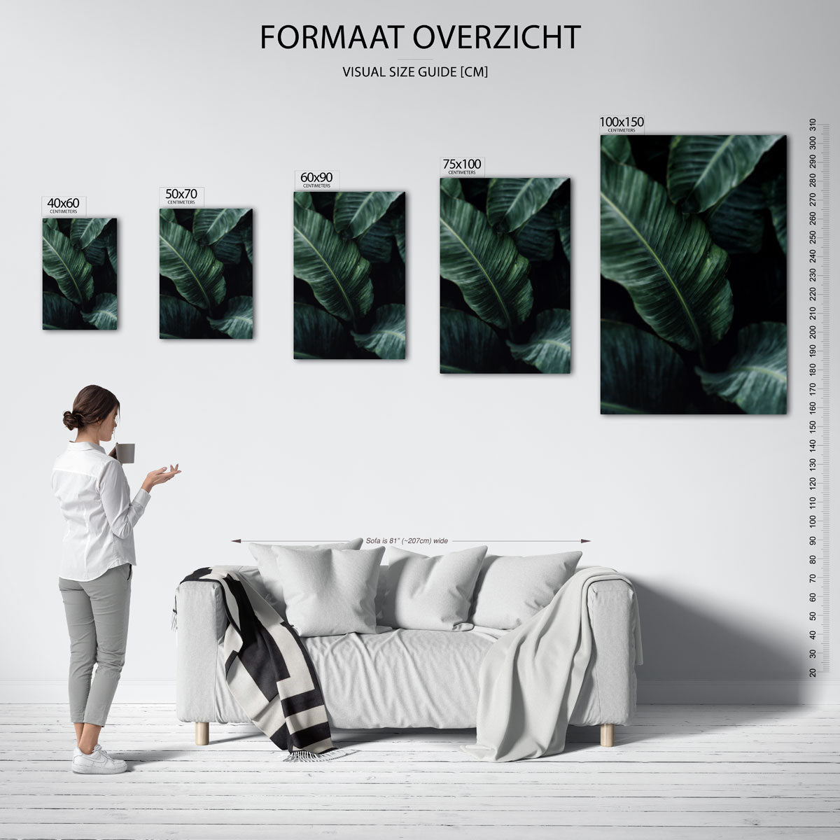 Groene bladeren – staand wanddecoratie kunstwerk