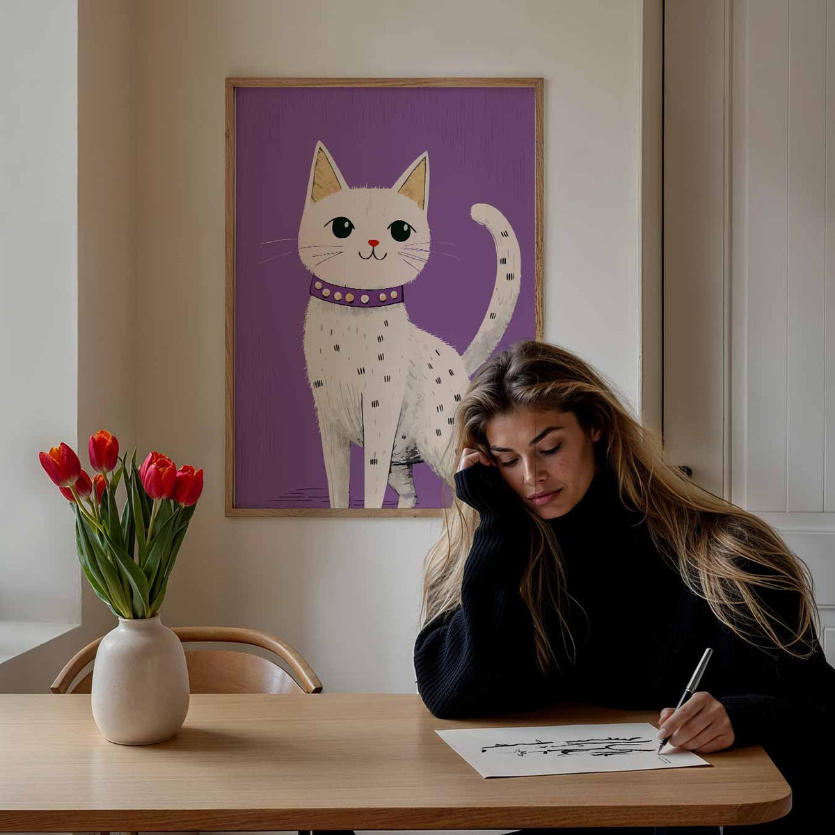 Lieve Kat Poster voor Dierenliefhebbers – staande muurposter voor de kinderkamer