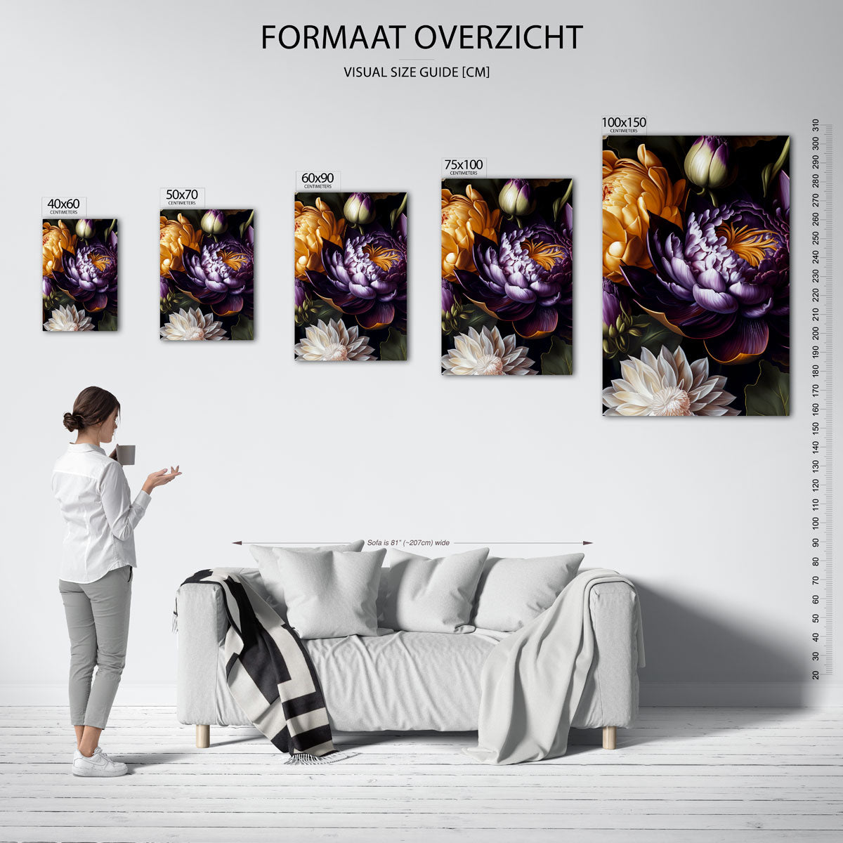 Bloemrijke harmonie – staande wanddecoratie van WallArtistic
