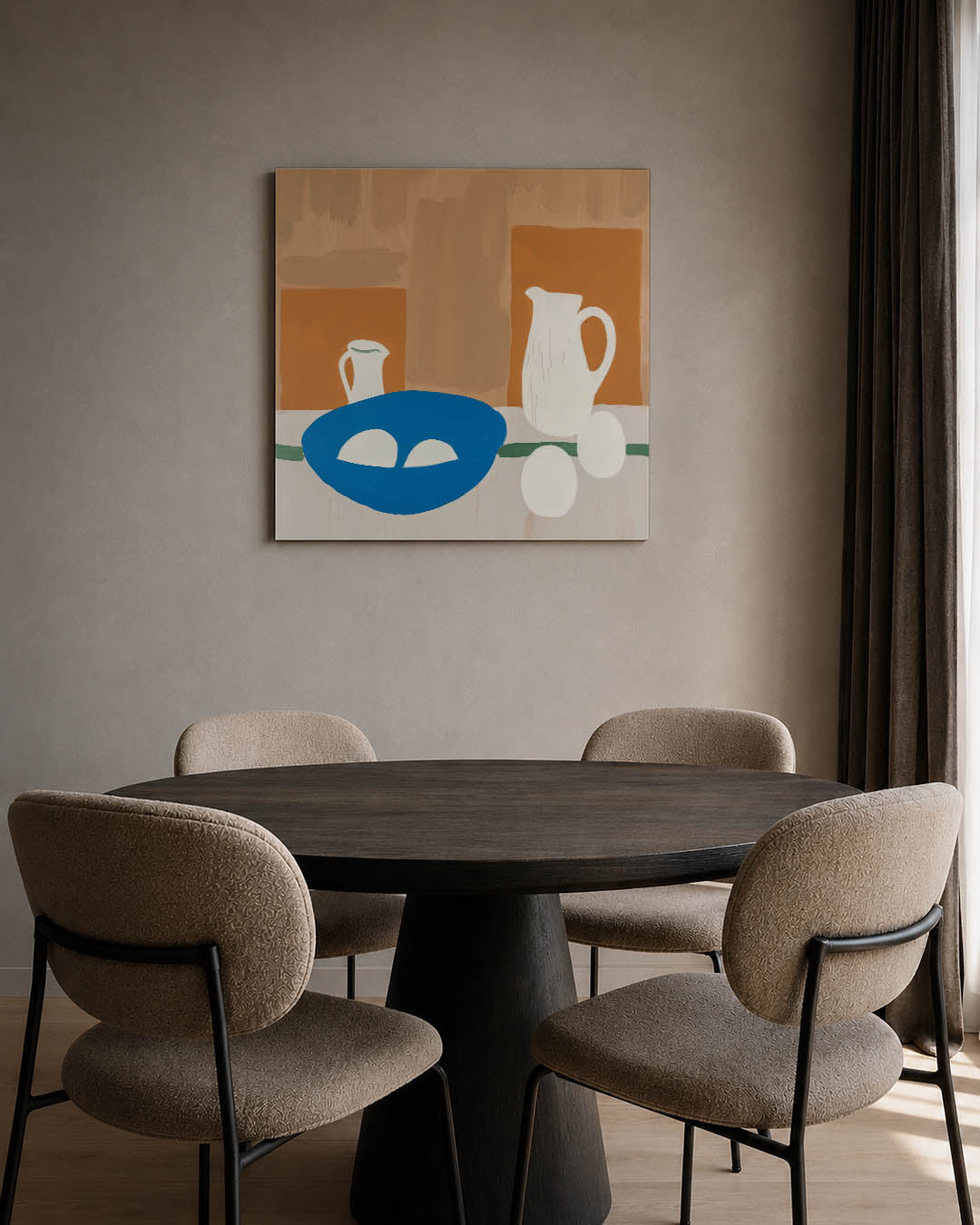 Eenvoudige vormen kunstwerk – tweede productweergave – dit kunstwerk toont een compositie van eenvoudige vormen met een