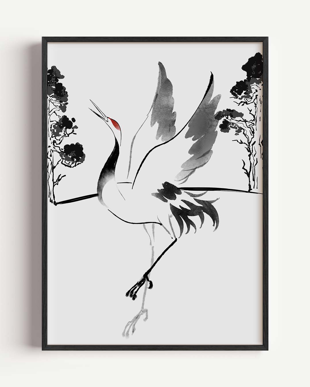 Dansende Kraanvogel Kunstposter – zomer portret poster als wanddecoratie