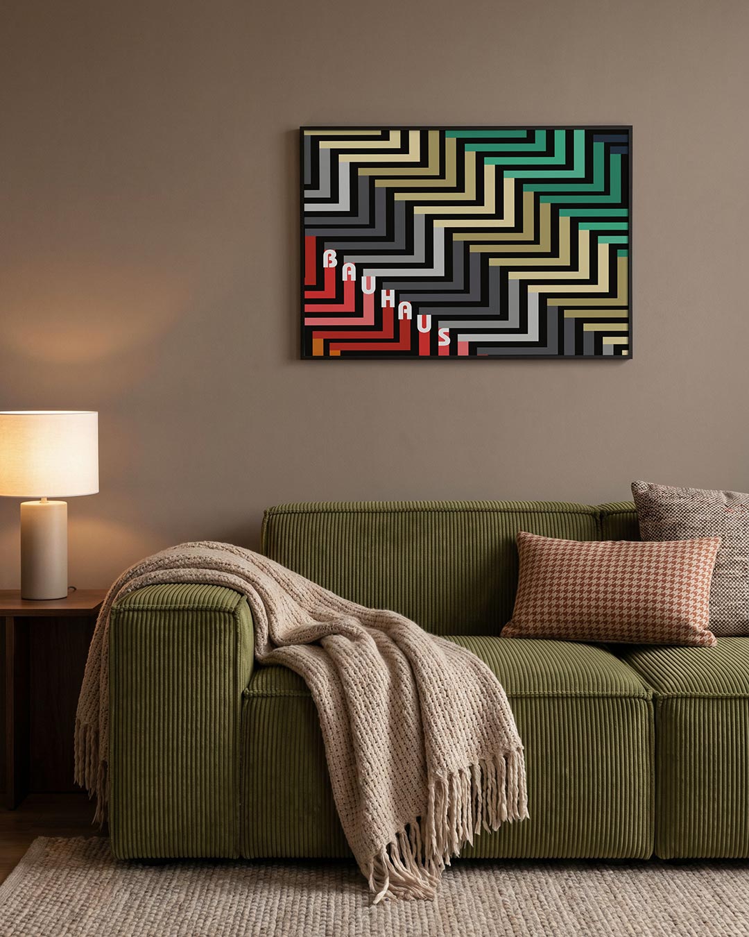 Vormritme en kleur – geometrische Bauhaus poster in liggend formaat