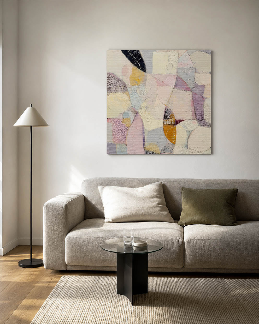 Organische vormen compositie kunstwerk – vierkante wanddecoratie – dit kunstwerk toont een dynamische mix van organische