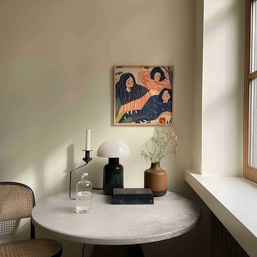 Drie figuren met patronen – moderne wandkunst als vierkante poster