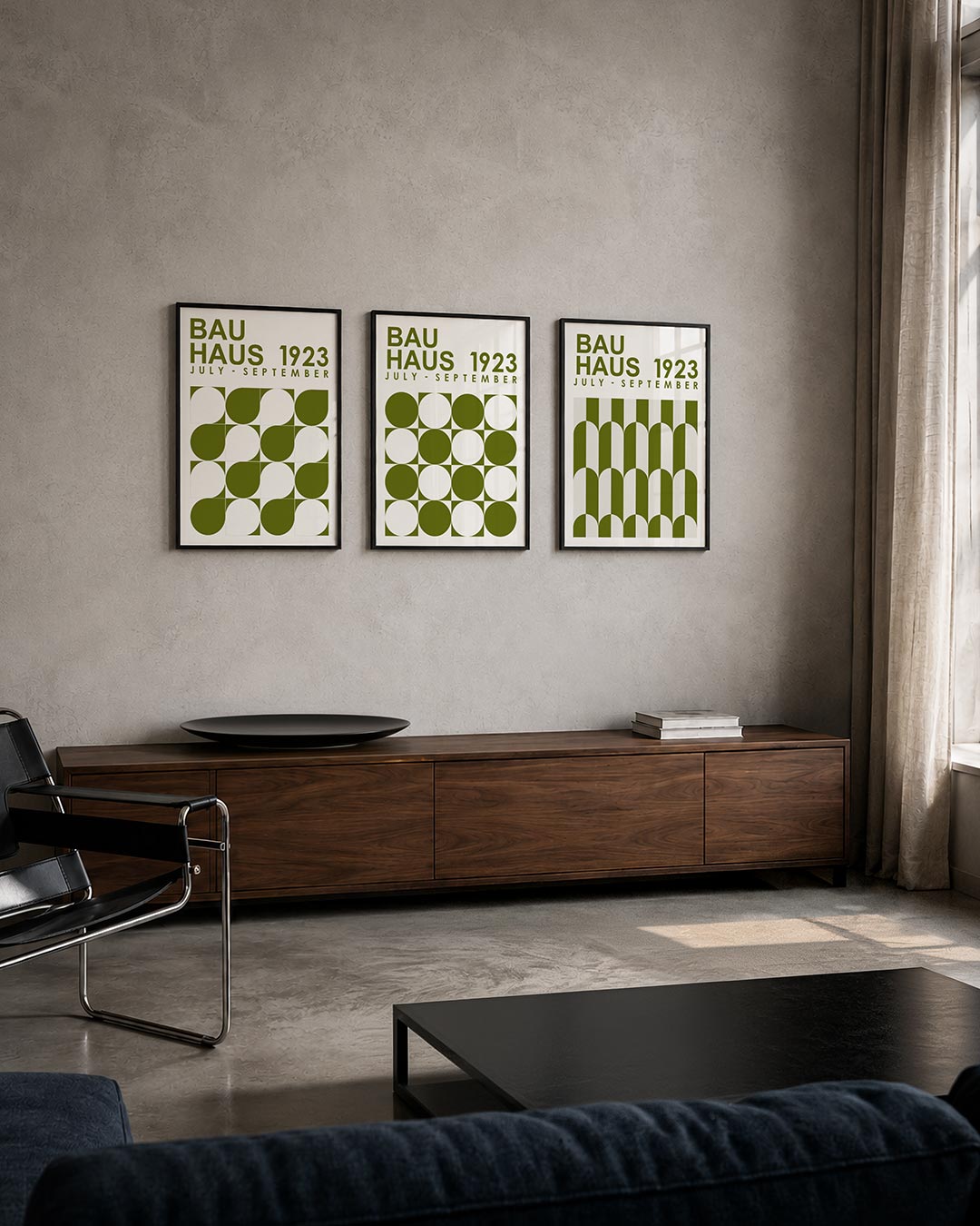 Vormen en vlakken posterset – tweede productweergave – deze posterset in drie delen toont een speelse wisselwerking van halve