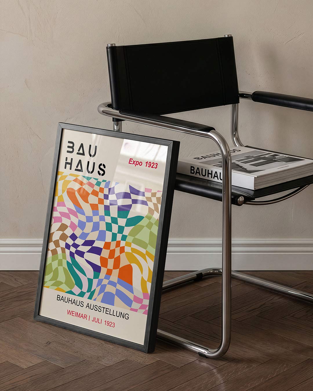 Vorm en kleurvlakken – staande Bauhaus poster voor aan de muur