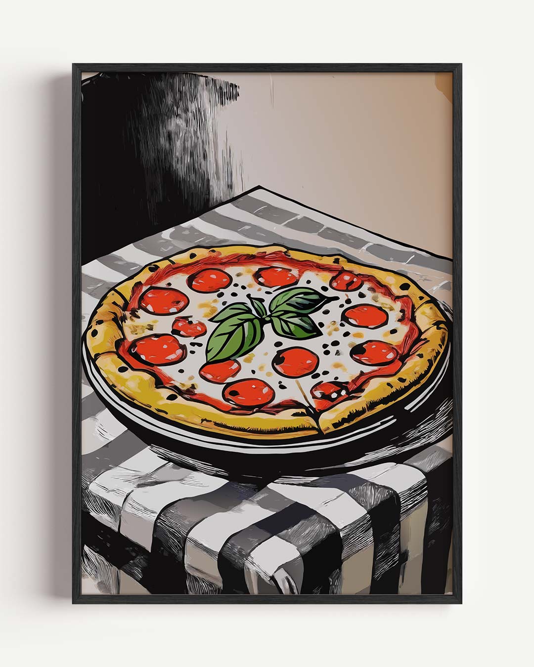 Gezellige Pizza Illustratie – keuken portret poster als wanddecoratie