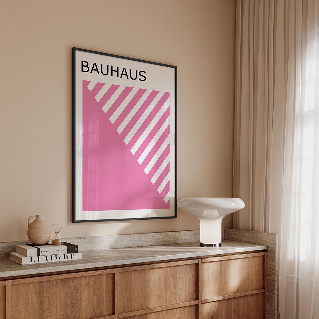 Diagonal lijnen – geometrische Bauhaus poster in staand formaat
