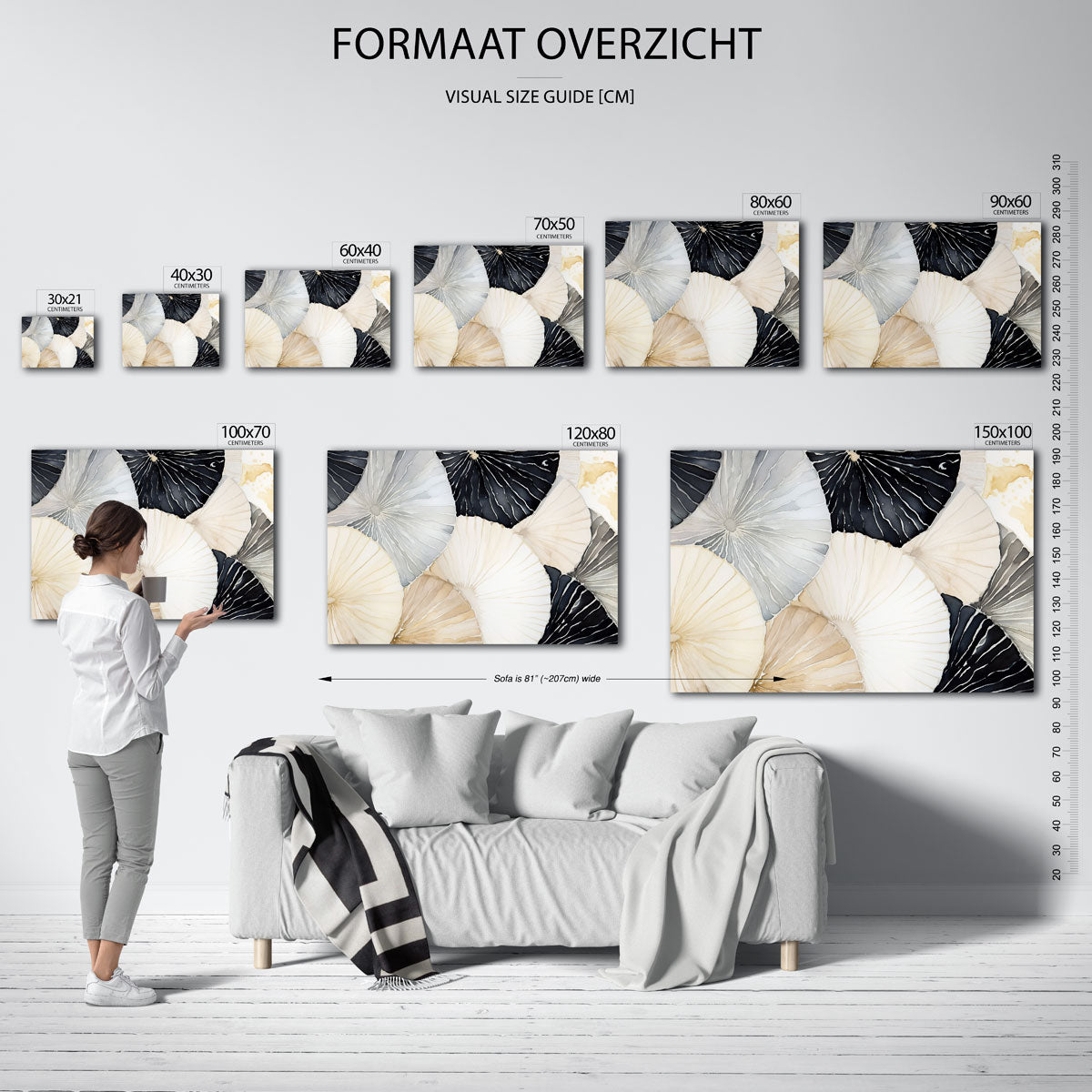 Abstracte cirkelvormen – liggende muurposter met abstracte vormen