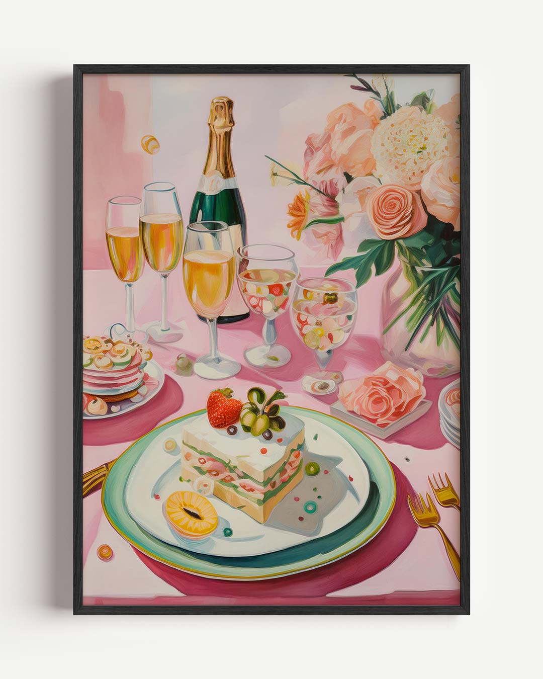 Romantische Brunch Tafereel – keuken portret poster als wanddecoratie