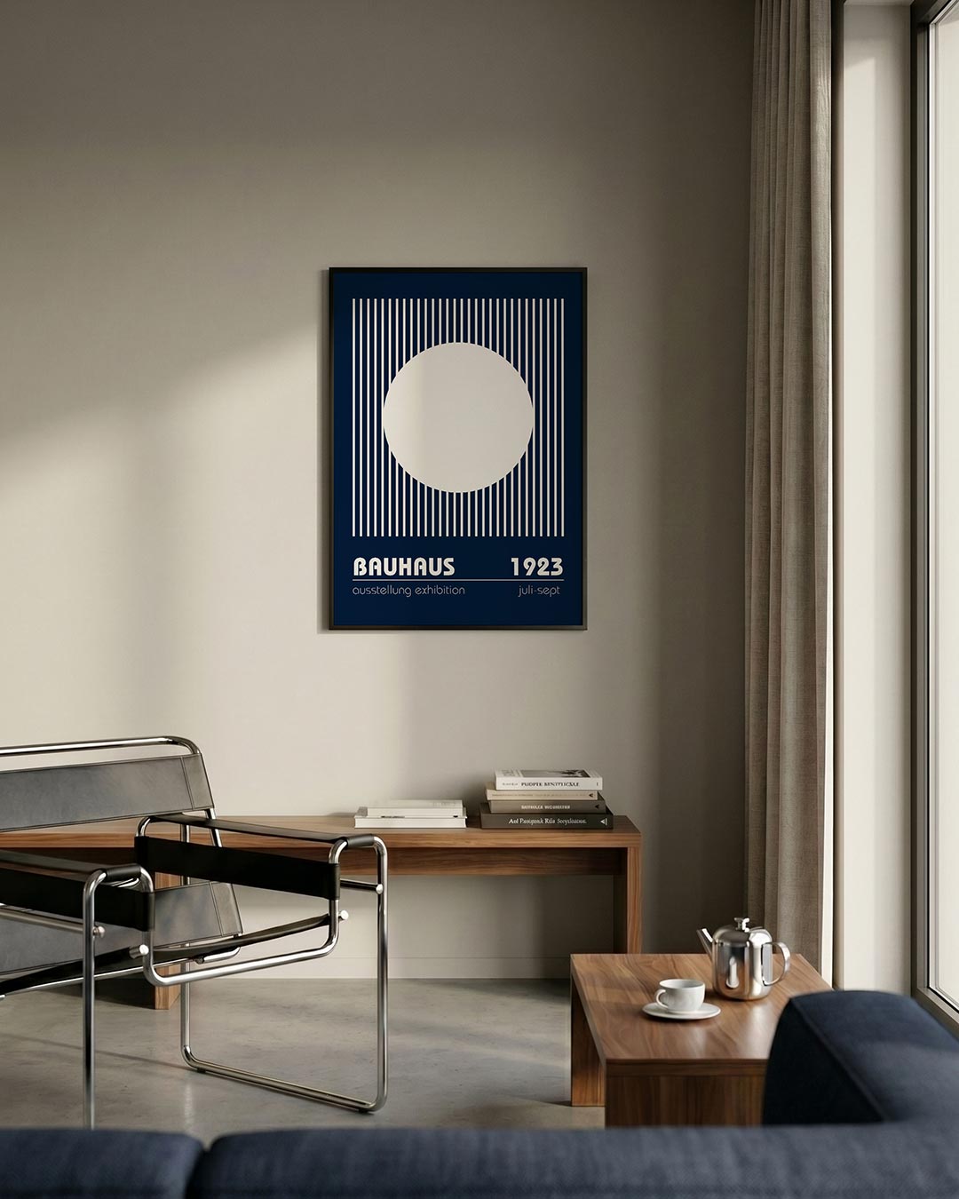 Cirkel en lijnen – staande Bauhaus poster voor aan de muur