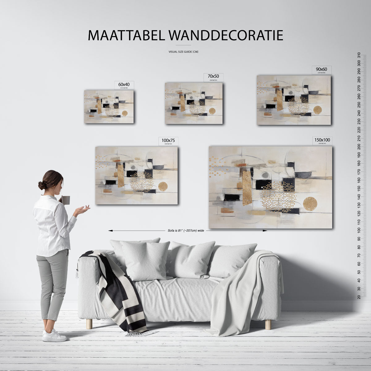 Geometrische vormen compositie – Geometrische – moderne liggende wandkunst