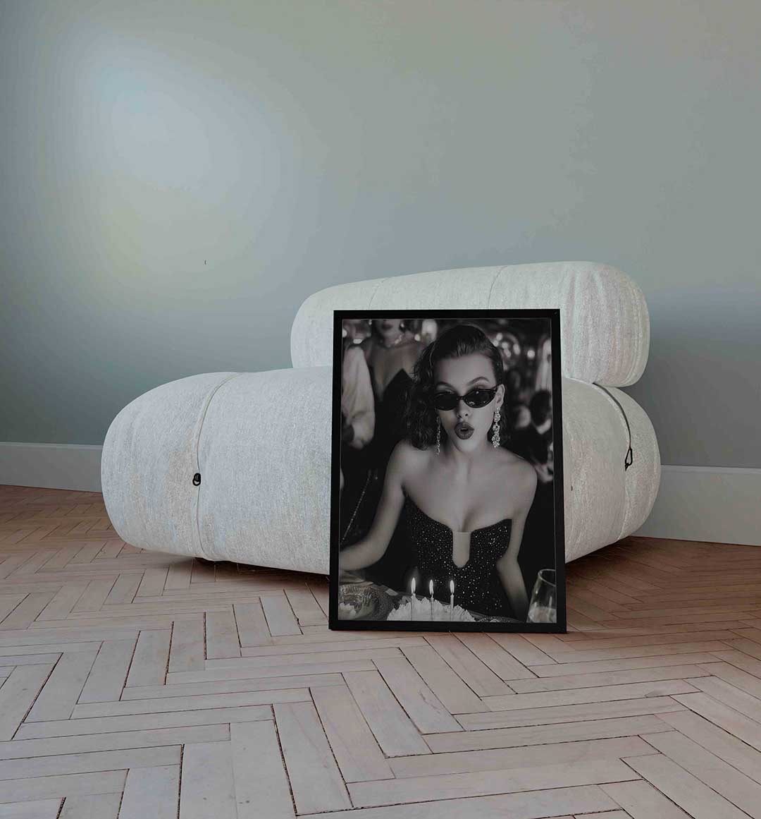 Vrouw met zonnebril – Pop Art wandkunst als portret poster
