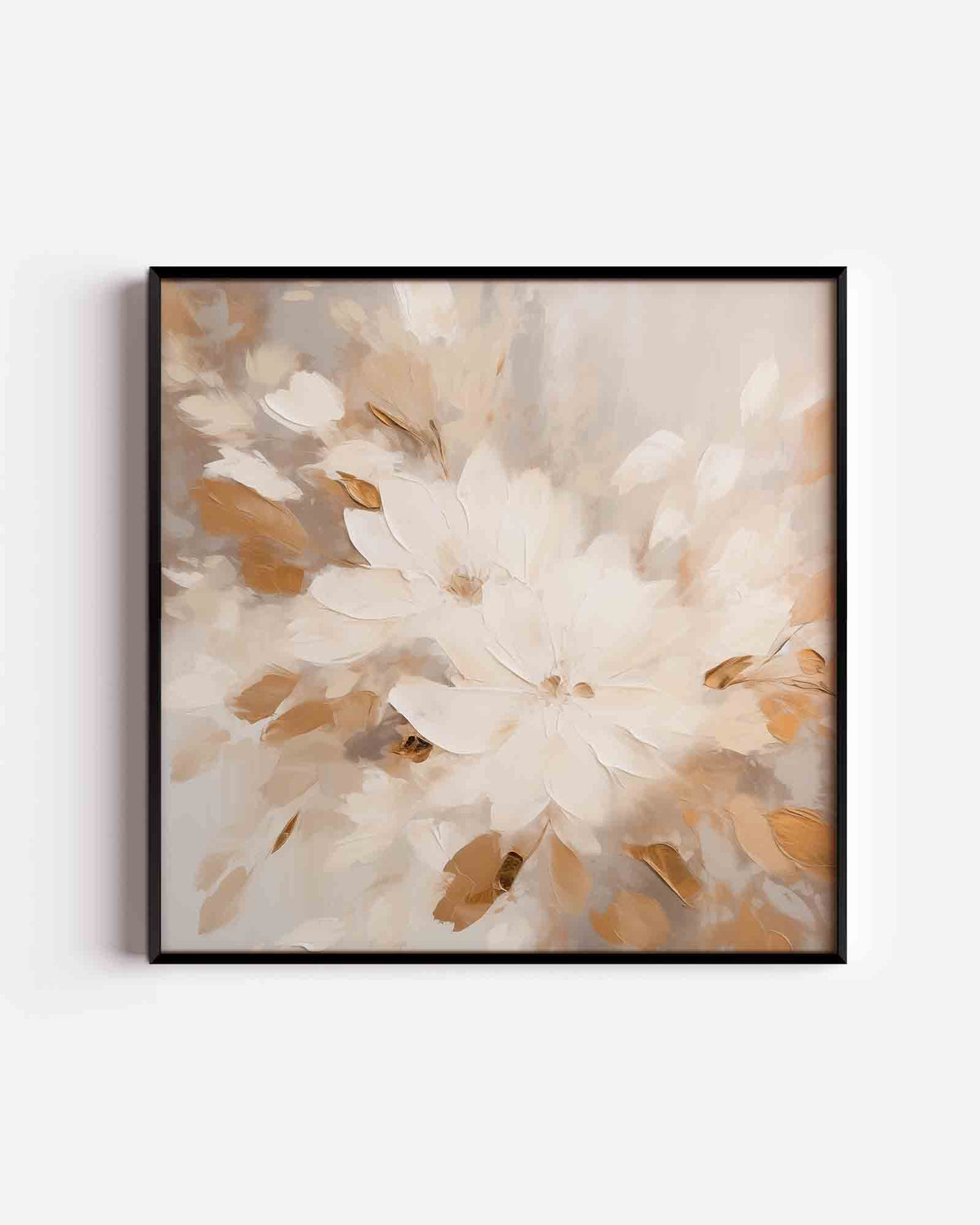 Bloemen en bladeren – abstracte vierkante poster als wanddecoratie