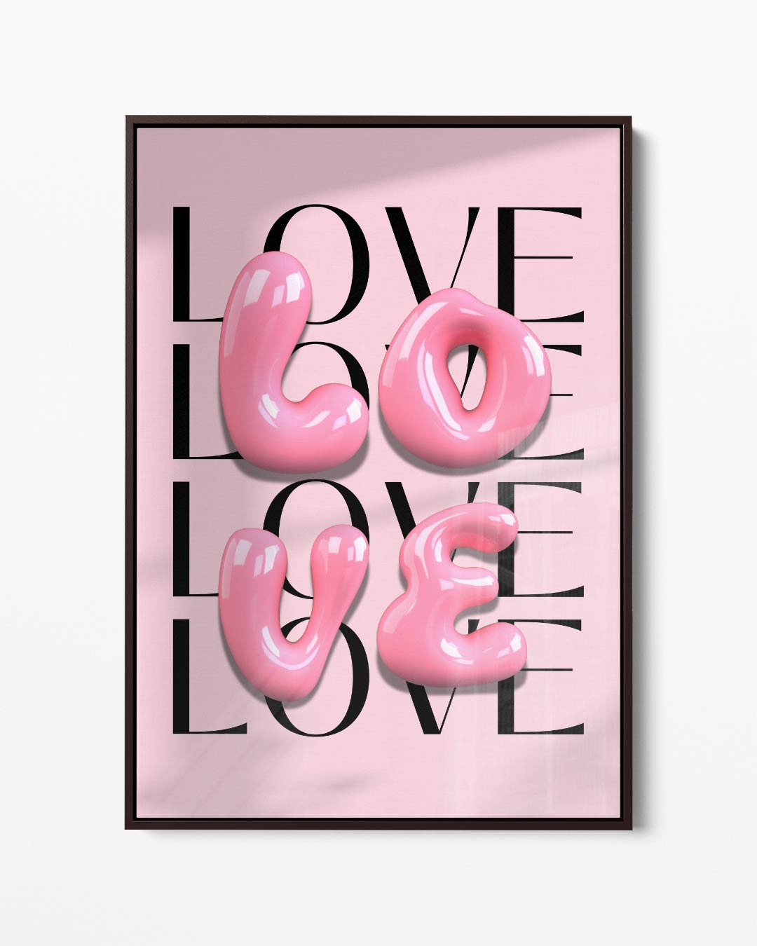 Liefde in Bubblegum Roze – portret kunstwerk als wanddecoratie