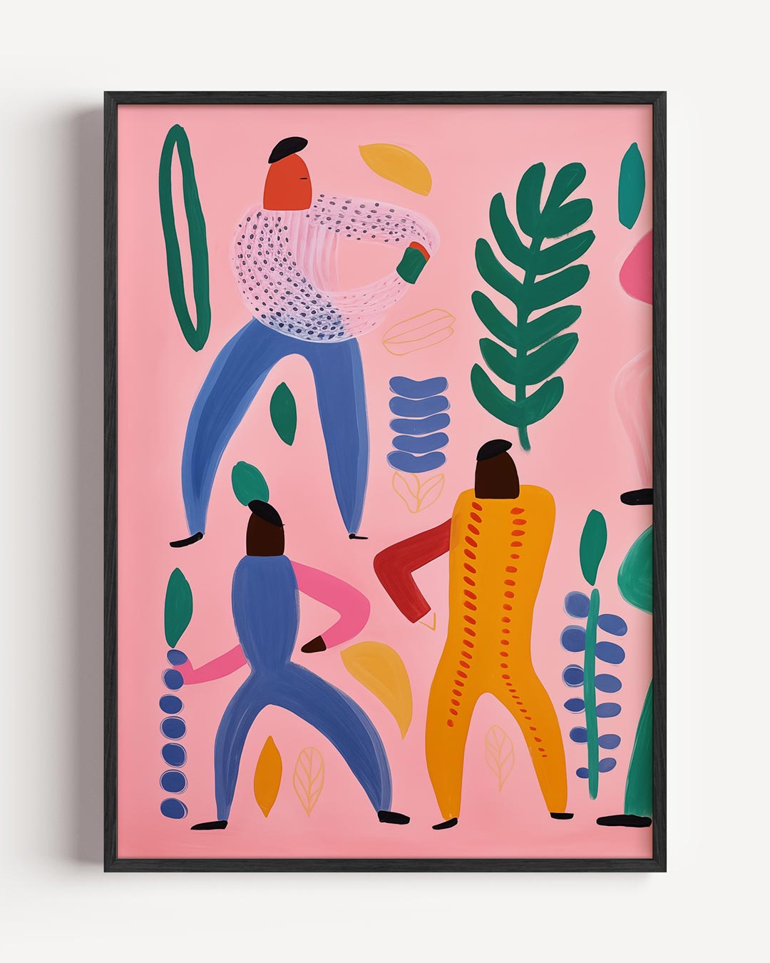 Vrolijke Dansers op Pastel – abstracte portret poster als wanddecoratie