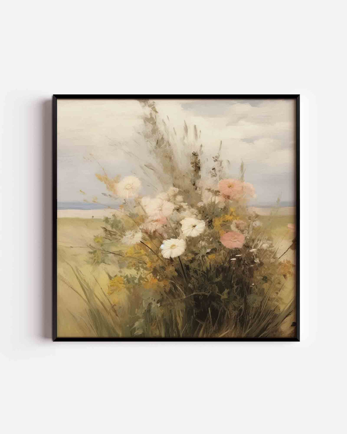 Bloemenveld – vintage vierkante poster als wanddecoratie