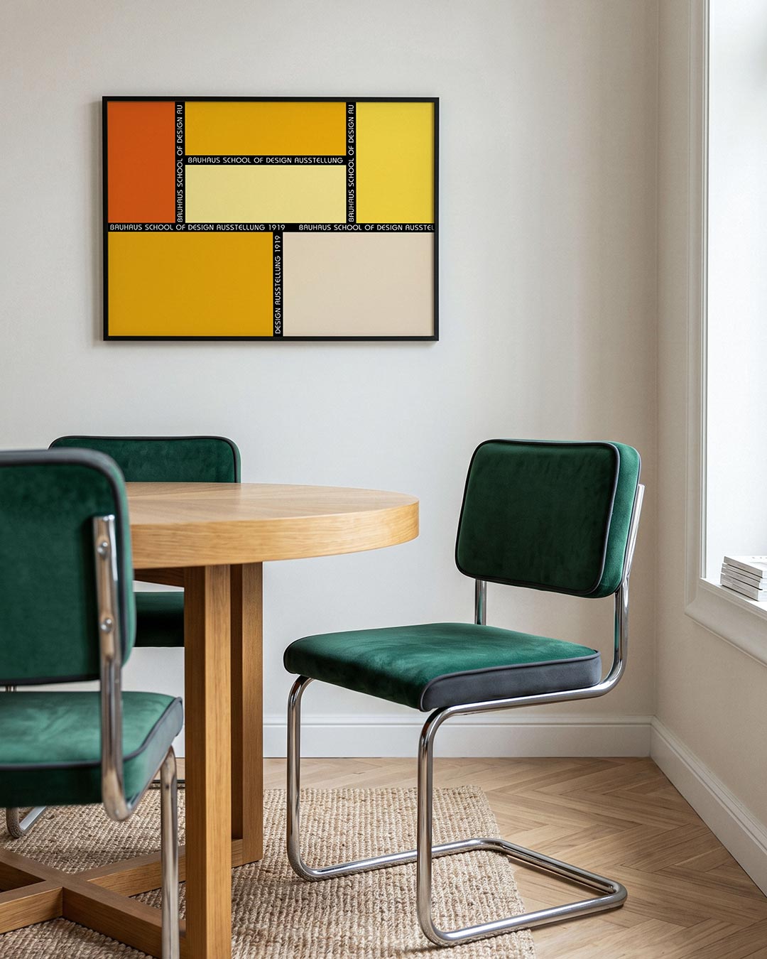 Vlakverdeling en kleur – liggende Bauhaus poster voor aan de muur
