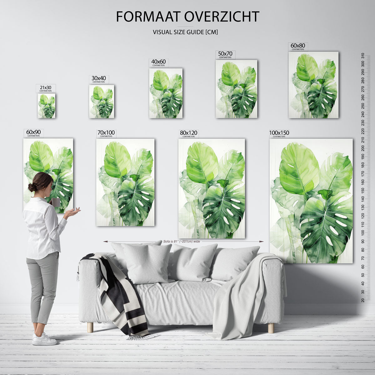 Monstera bladeren – staande muurposter met jungle thema