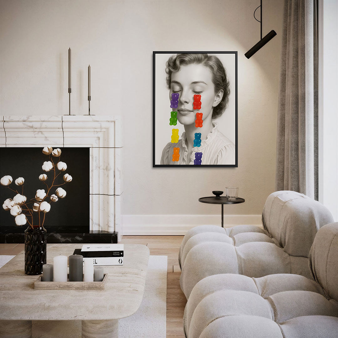 Kleurrijke gummibeertjes – moderne staande wandkunst