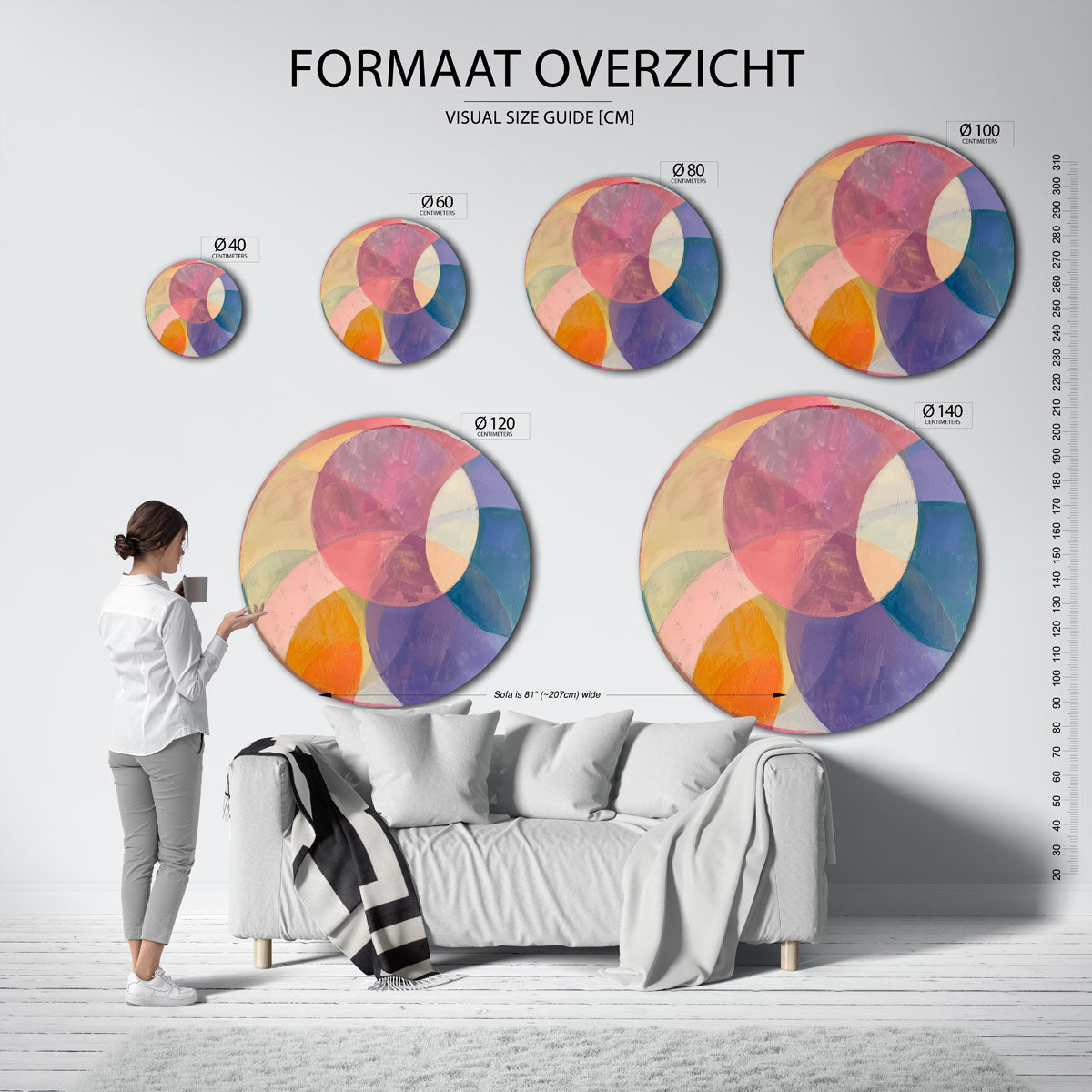 Kleurrijke cirkels – ronde muurdecoratie met kleur en vorm