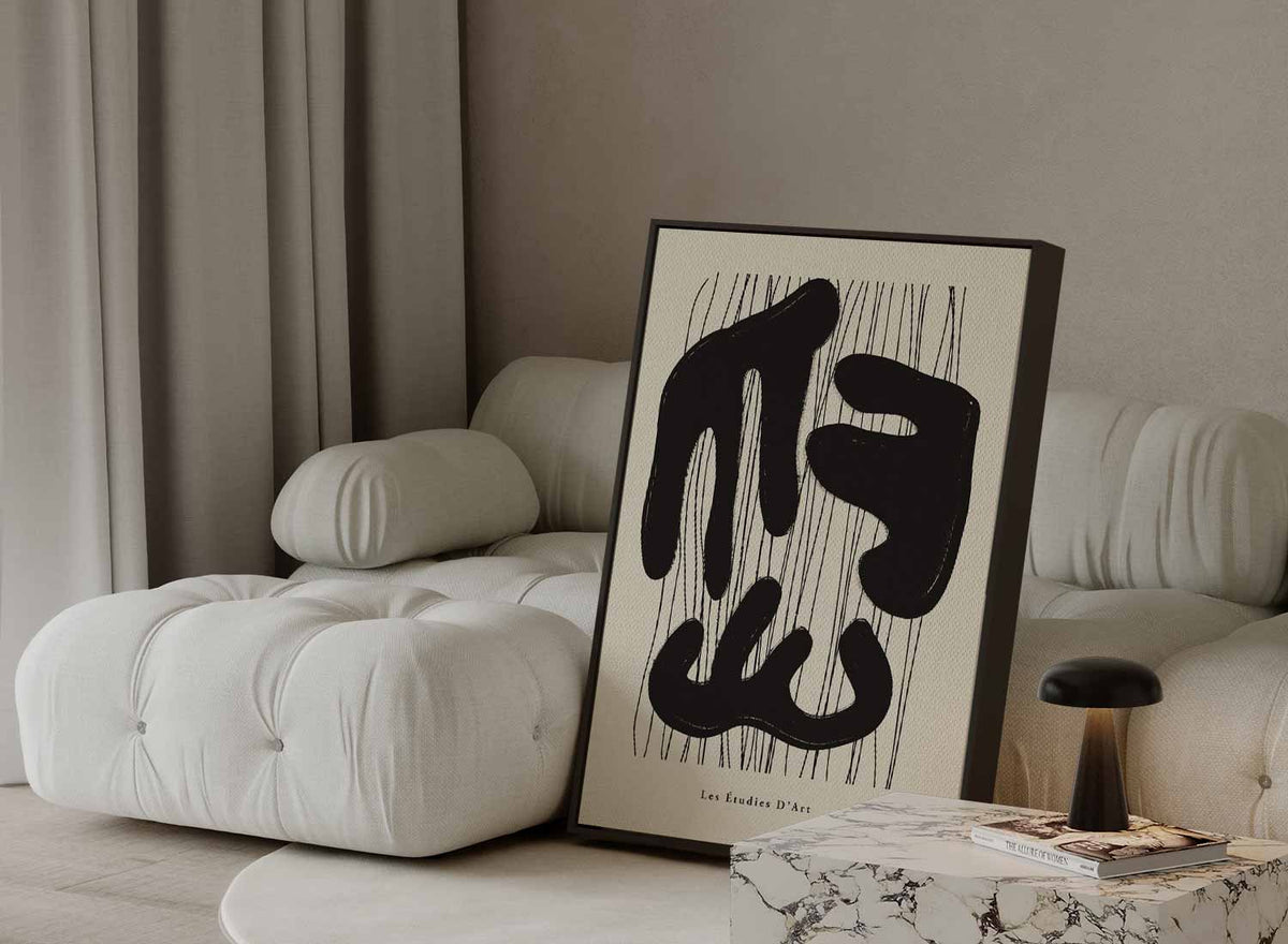 Organische Vormen in Zwart – staande wandkunst voor woonkamer of interieur