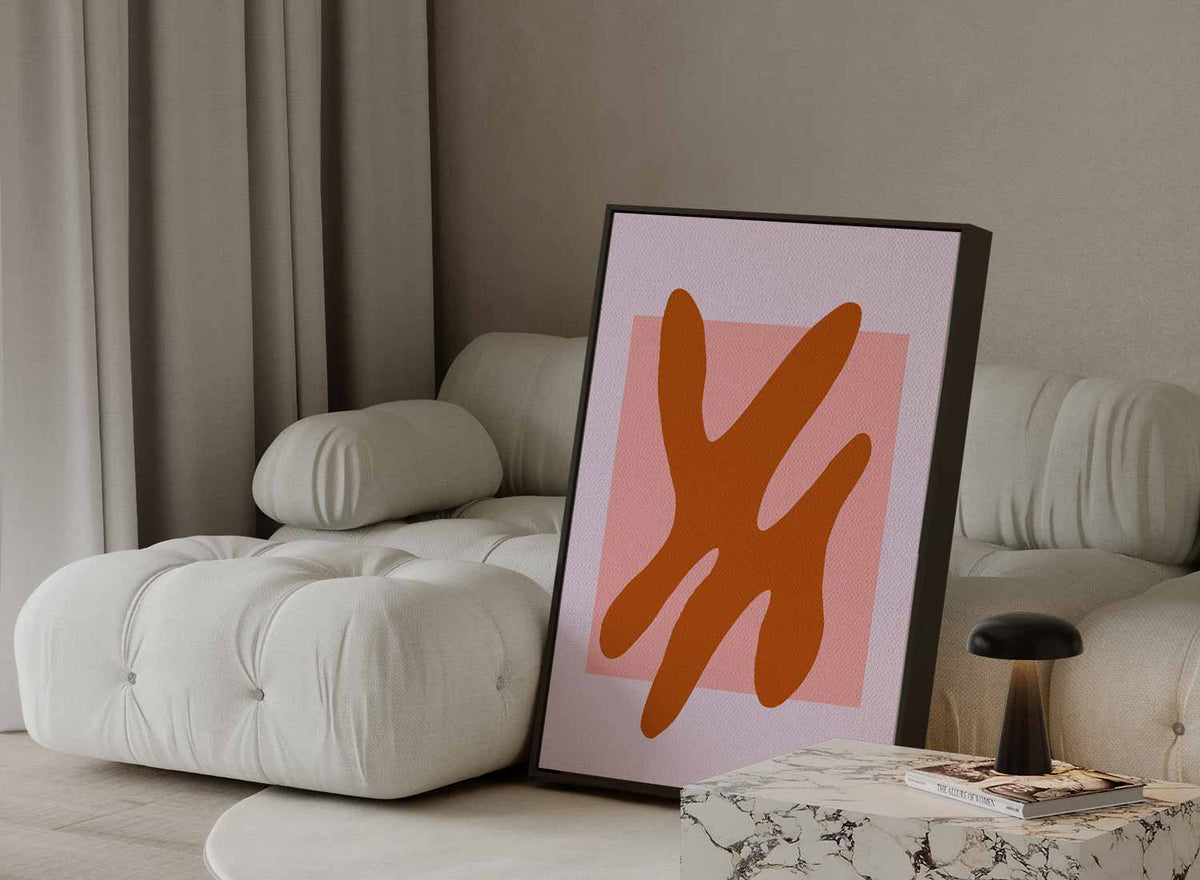 Abstracte Terracotta Vormen – canvas kunstwerk als wanddecoratie