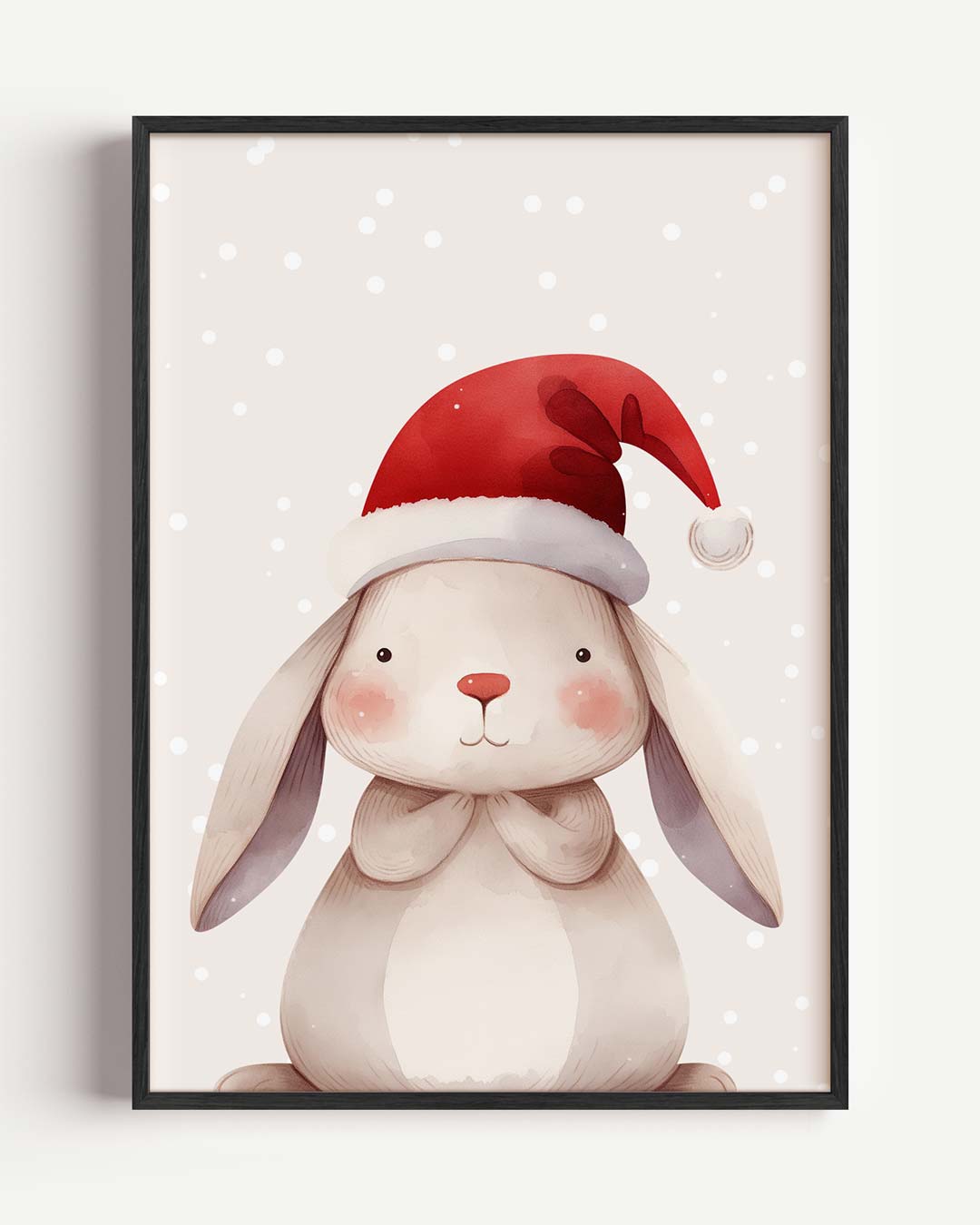 Winterse Kerstkonijn – kids portret poster als wanddecoratie