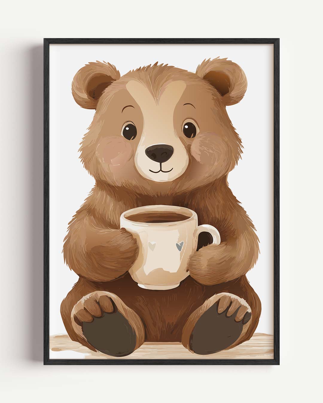 Schattige Berendrink – kids portret poster als wanddecoratie