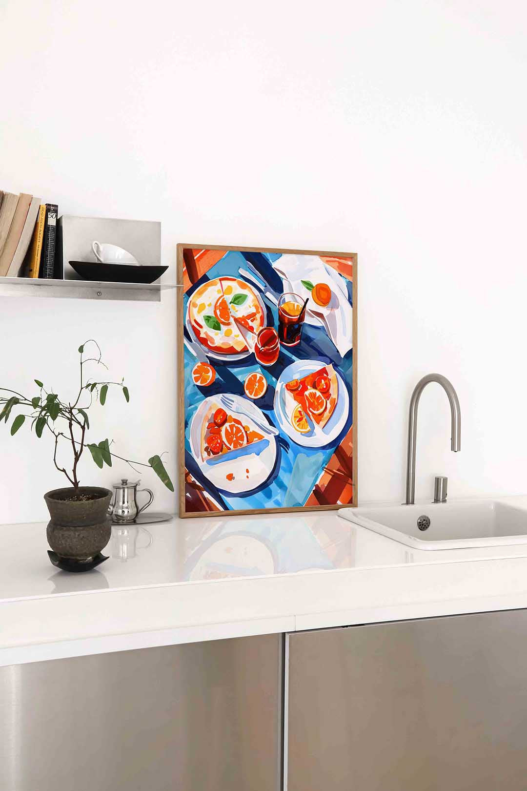Pizza en drankjes – staande keuken wanddecoratie van WallArtistic