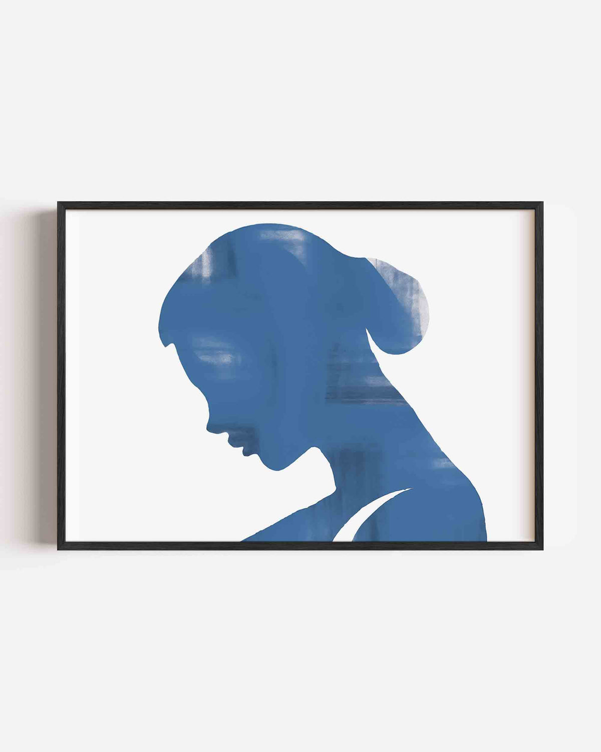 Blauw silhouet – hedendaagse illustratie poster in landscape formaat