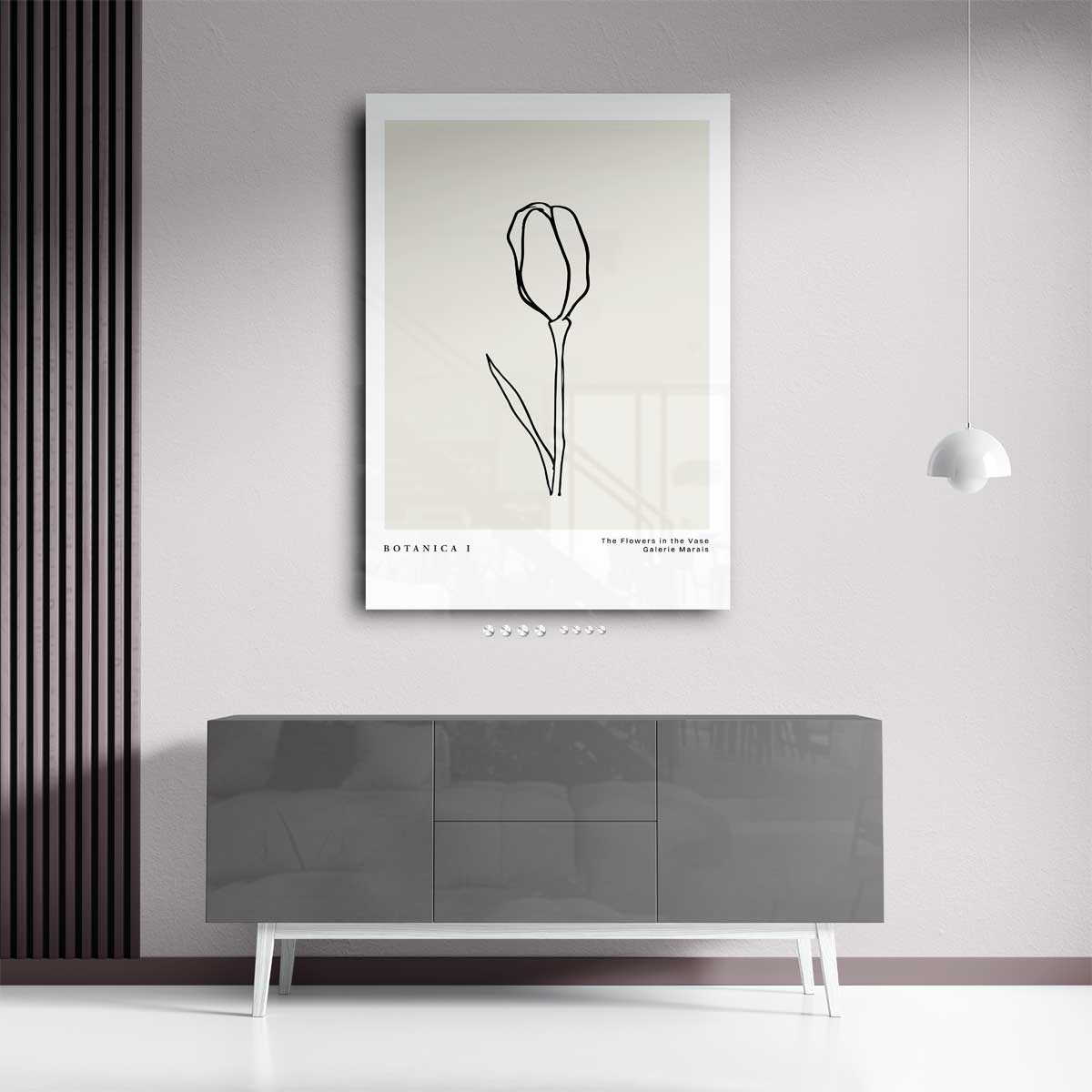 Minimalistische Tulpenkunst – staand kunstwerk voor modern interieur