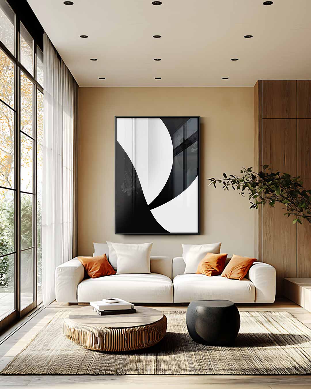 Kracht van Contrast – staande wandkunst voor woonkamer of interieur