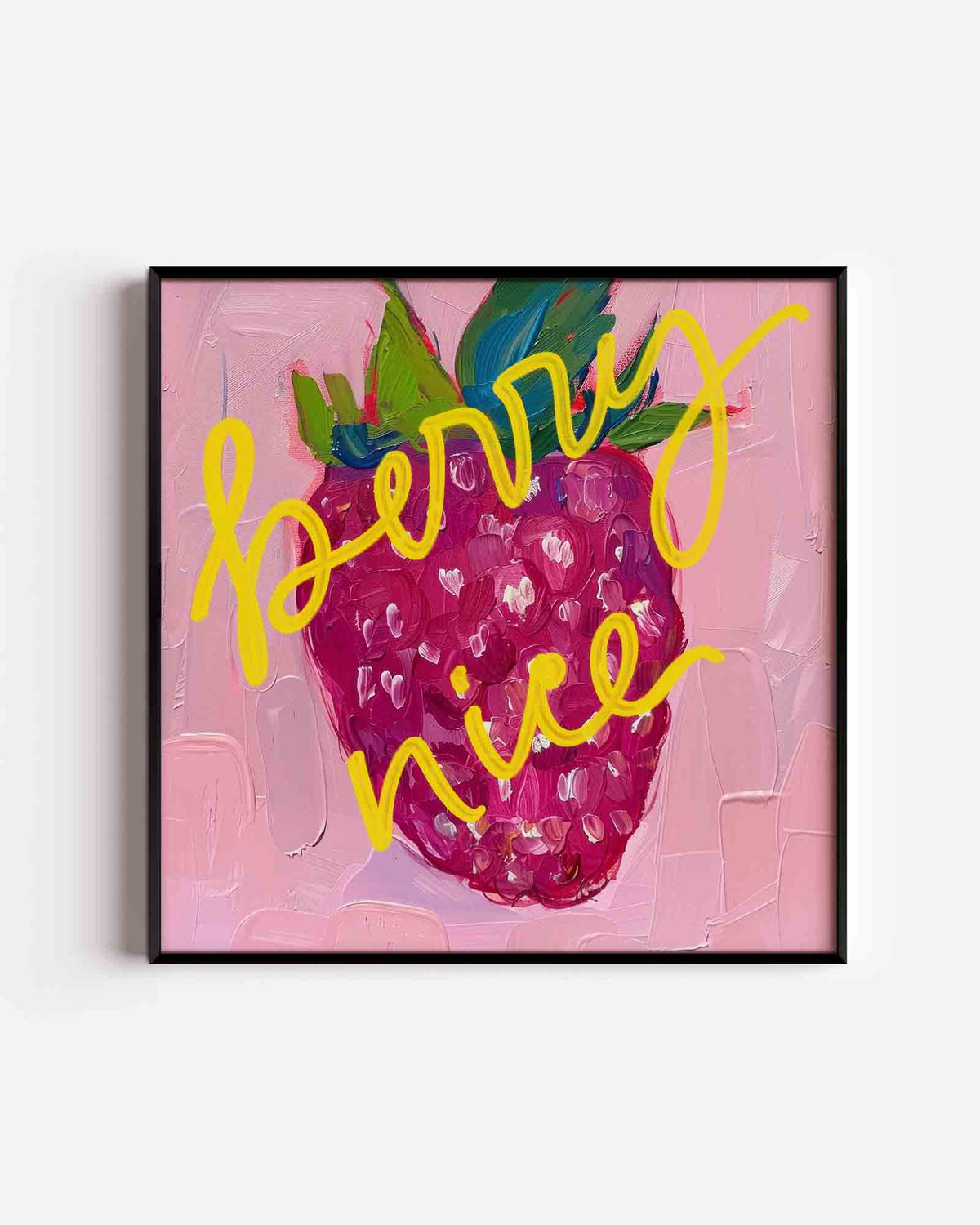 Roze framboos – kleurrijke illustratie poster als wanddecoratie