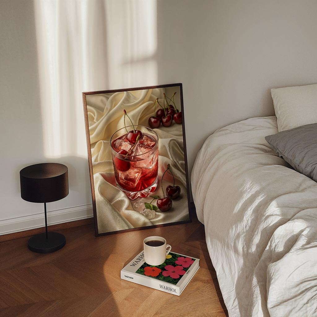 Verfrissende Kersenluxe – staande zomer wanddecoratie van WallArtistic
