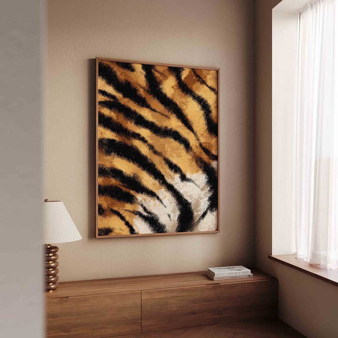 Tijgerprint – safari wandkunst als portret poster