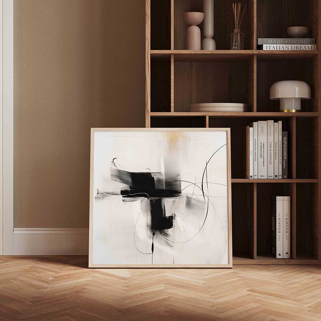 Abstracte lijnen en vlakken – vierkante wanddecoratie met kleur en vorm van WallArtistic