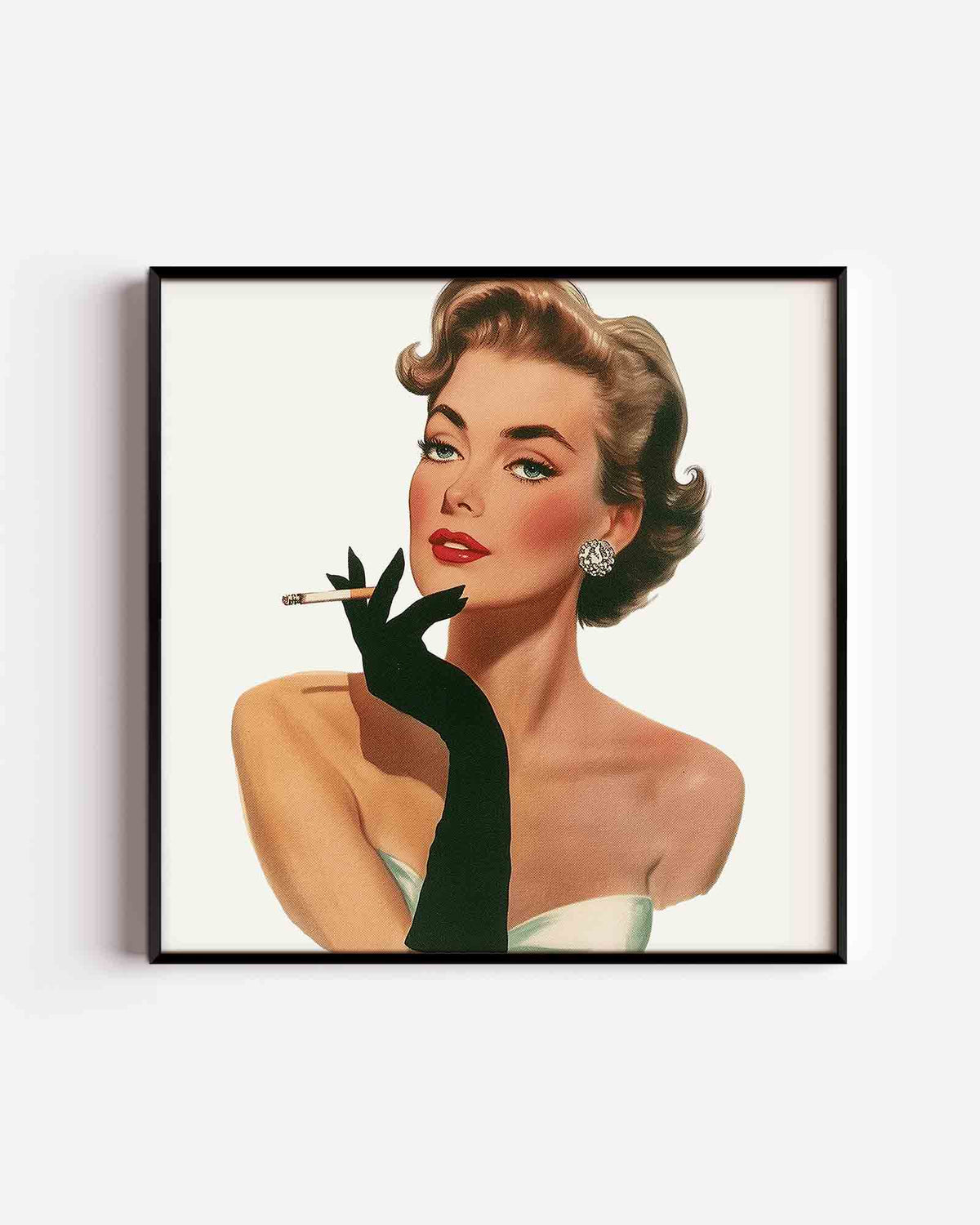 Vrouw met sigaret – Pop Art vierkante poster als wanddecoratie