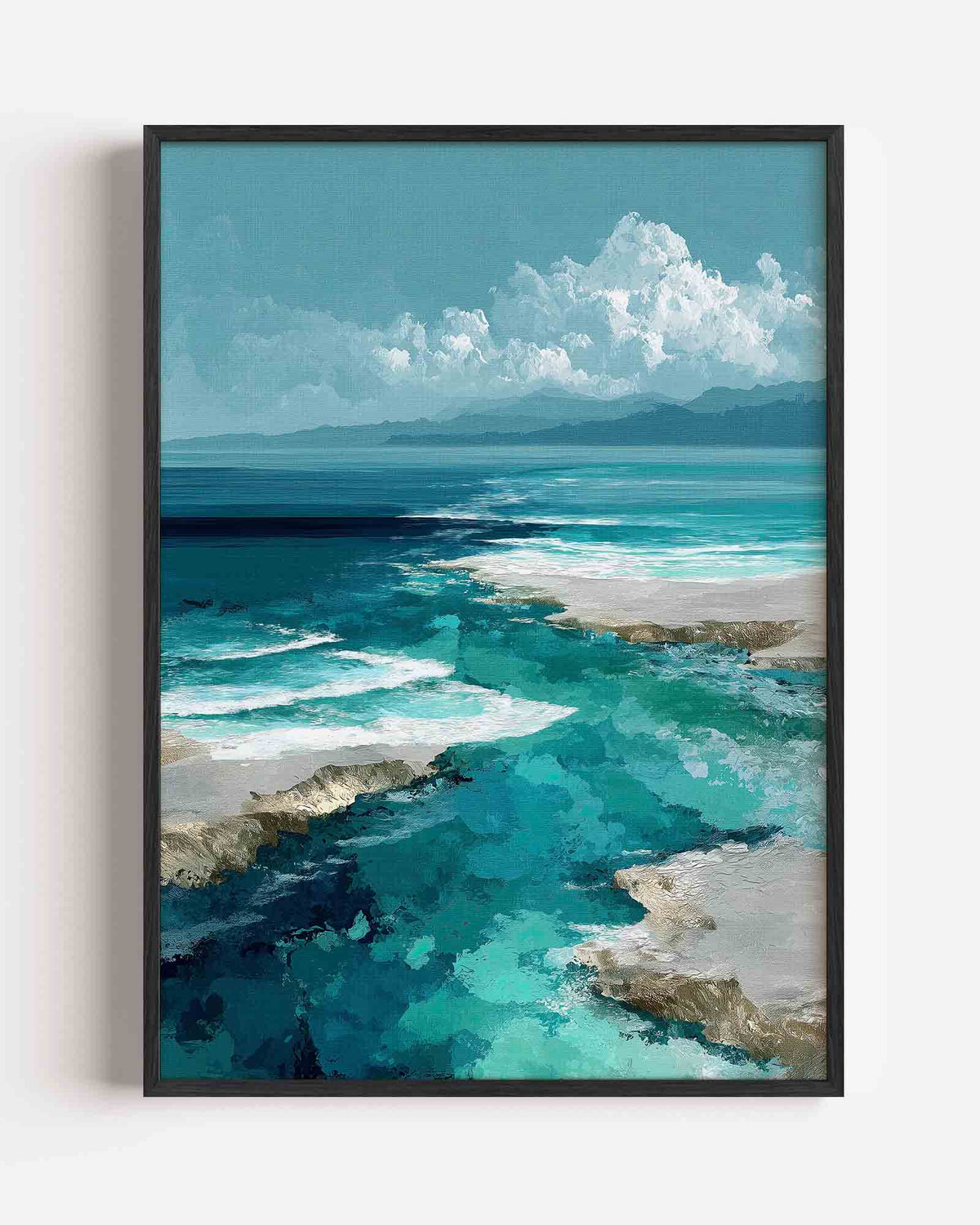 Blauwe oceaanlandschap – abstracte portret poster als wanddecoratie