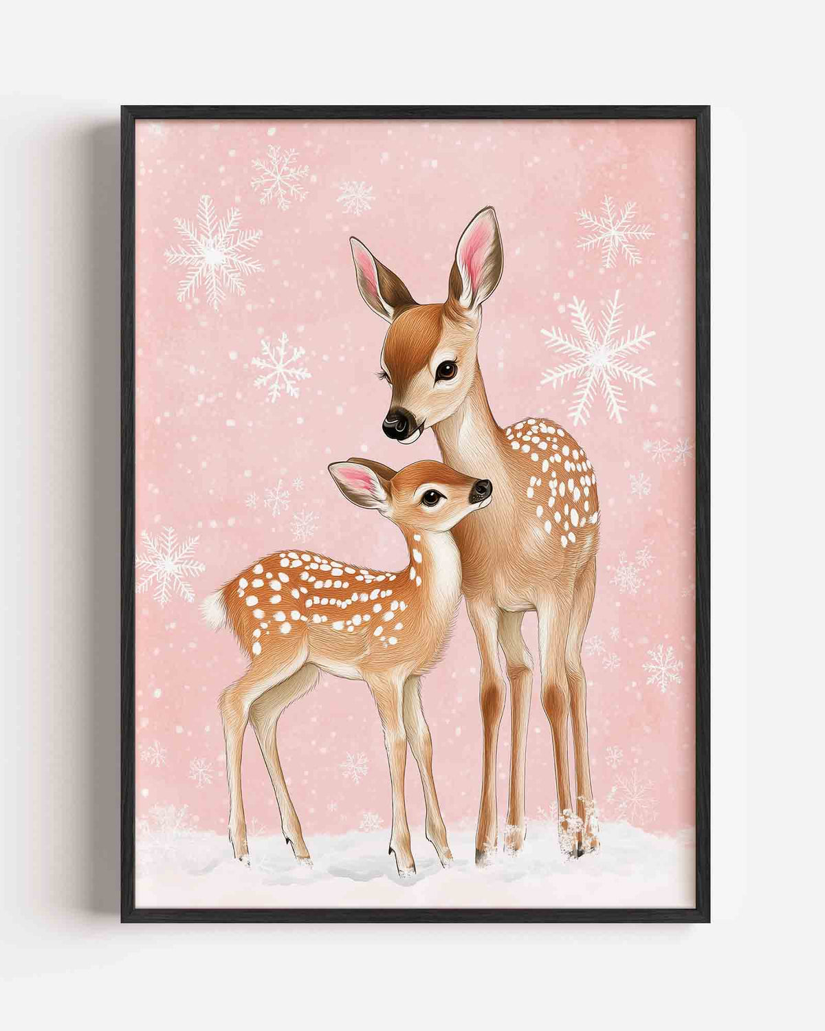 Herten op roze achtergrond – kids portret poster als wanddecoratie