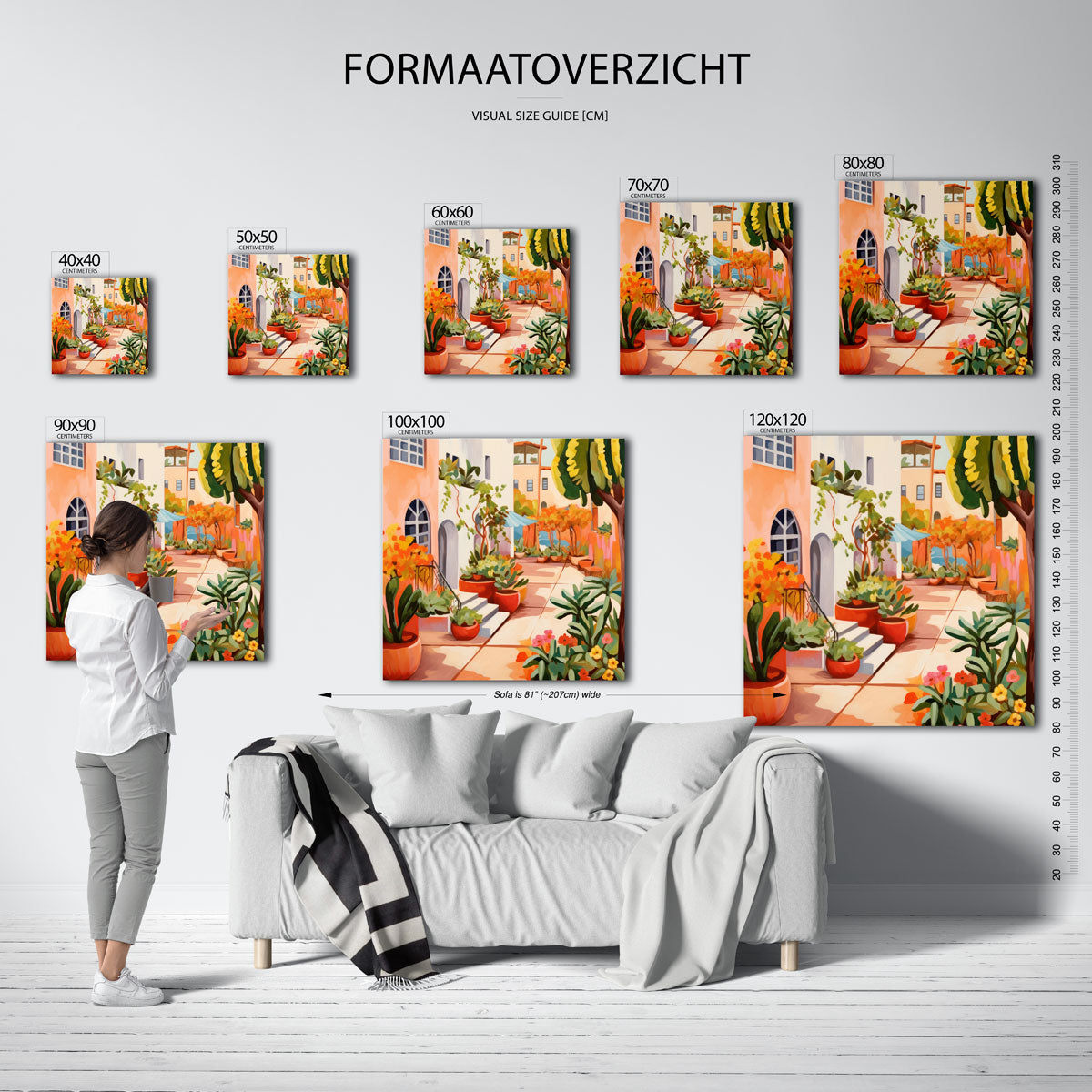 Mediterrane tuin – vierkante muurposter voor keuken of eethoek
