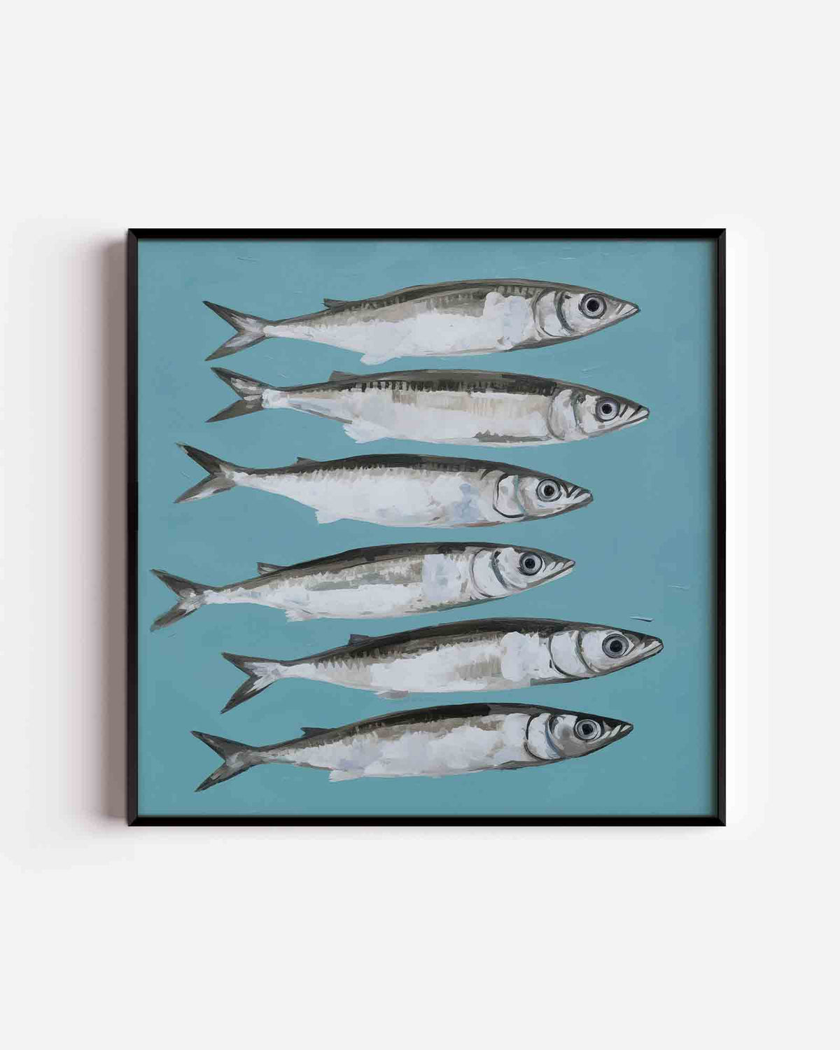 Vissen op blauwe achtergrond – keuken vierkante poster als wanddecoratie
