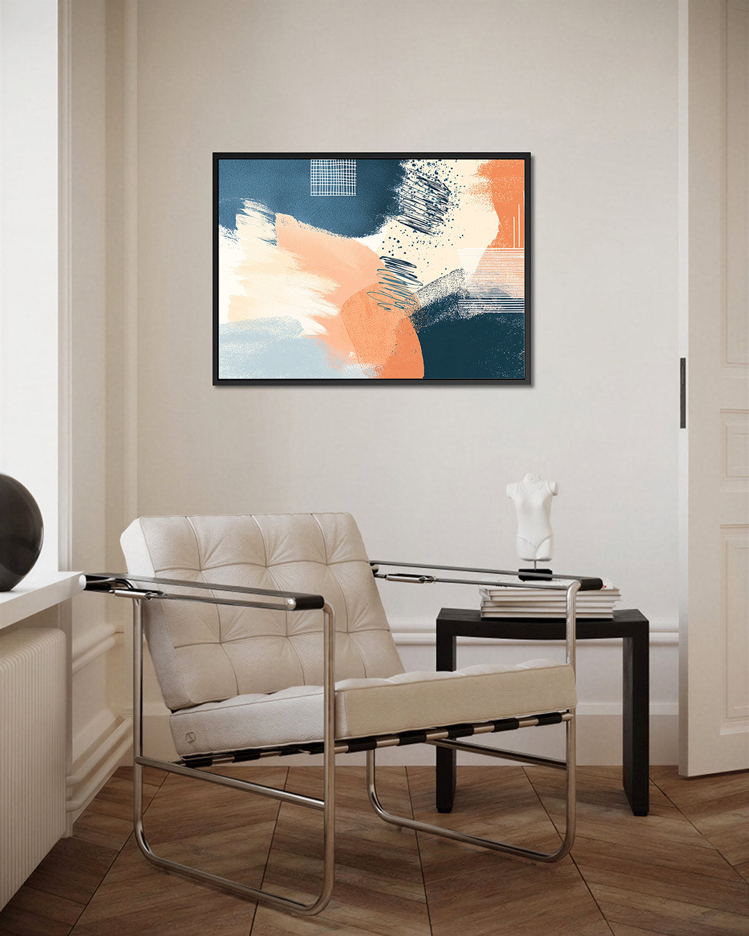 Dynamische kleurencompositie – Blauw – kunstwerk op canvas, dibond of plexiglas