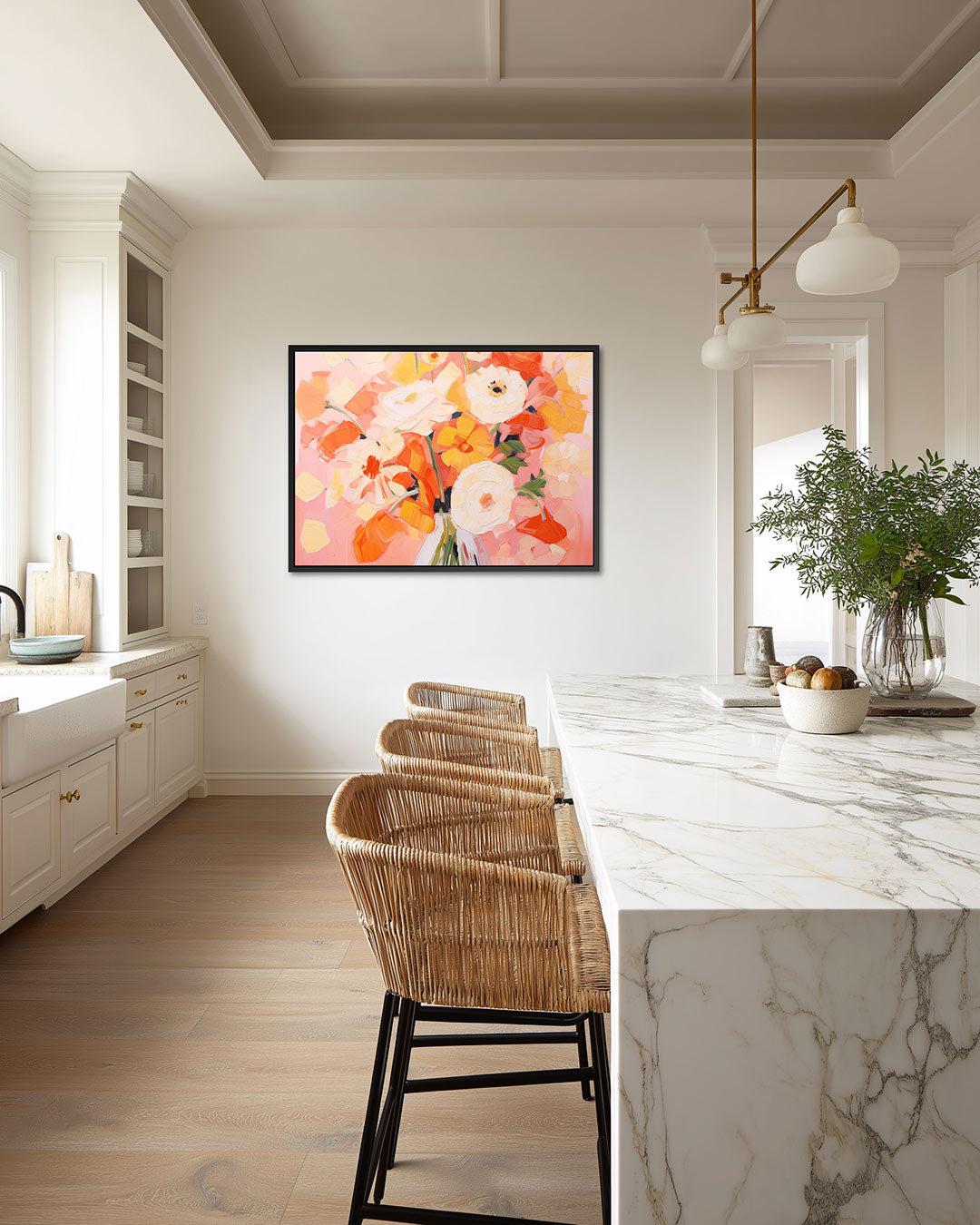 Bloemrijke kleurenexplosie – Dynamische – wanddecoratie in interieur